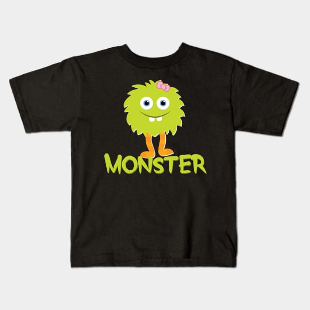 Monster - Child Green Kids T-Shirt by hawkadoodledoo